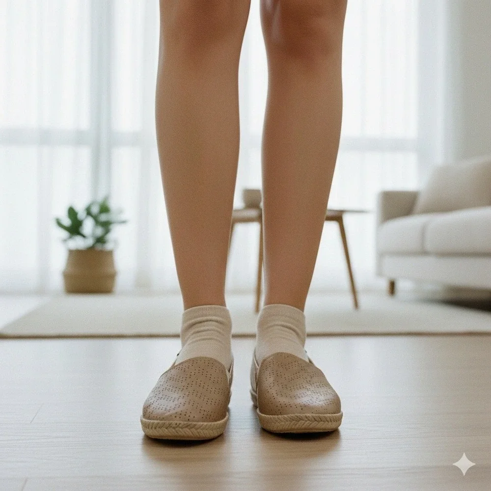 Moleca Women's Beige Perforated Espadrille Flats Slip On Shoes -‎ Size 37